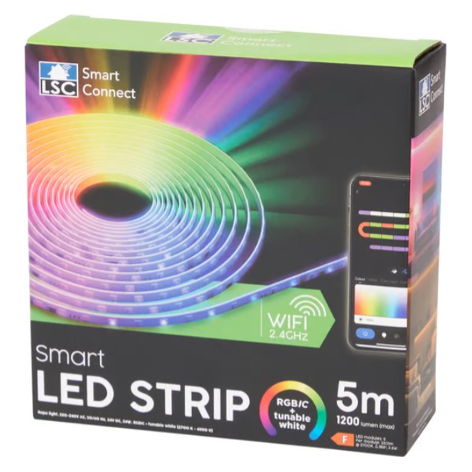 Bandes LED numériques LSC Smart Connect - 2 x 5 mètres - Intensité variable - Colorées