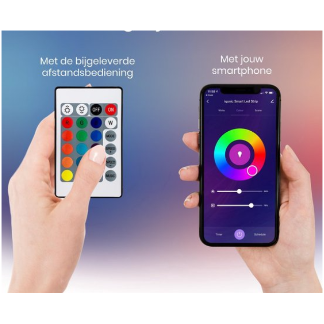 Bandes LED numériques LSC Smart Connect - 2 x 5 mètres - Intensité variable - Colorées