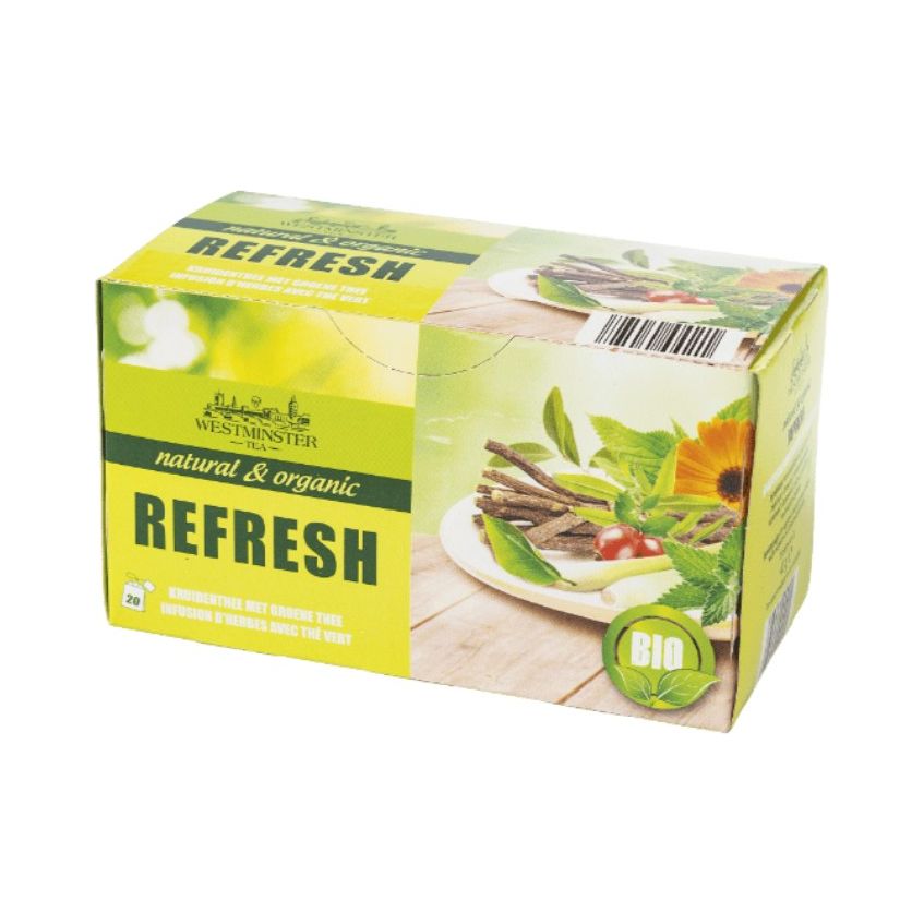 Thé bio : infusion d'herbes avec thé vert