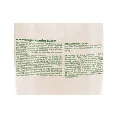 Huile de coco non parfumée, biologique, Dragon Superfoods, 1000 ml
