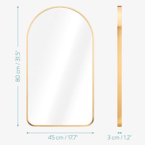 Miroir avec Cadre en Arc Doré - 45 x 80 cm