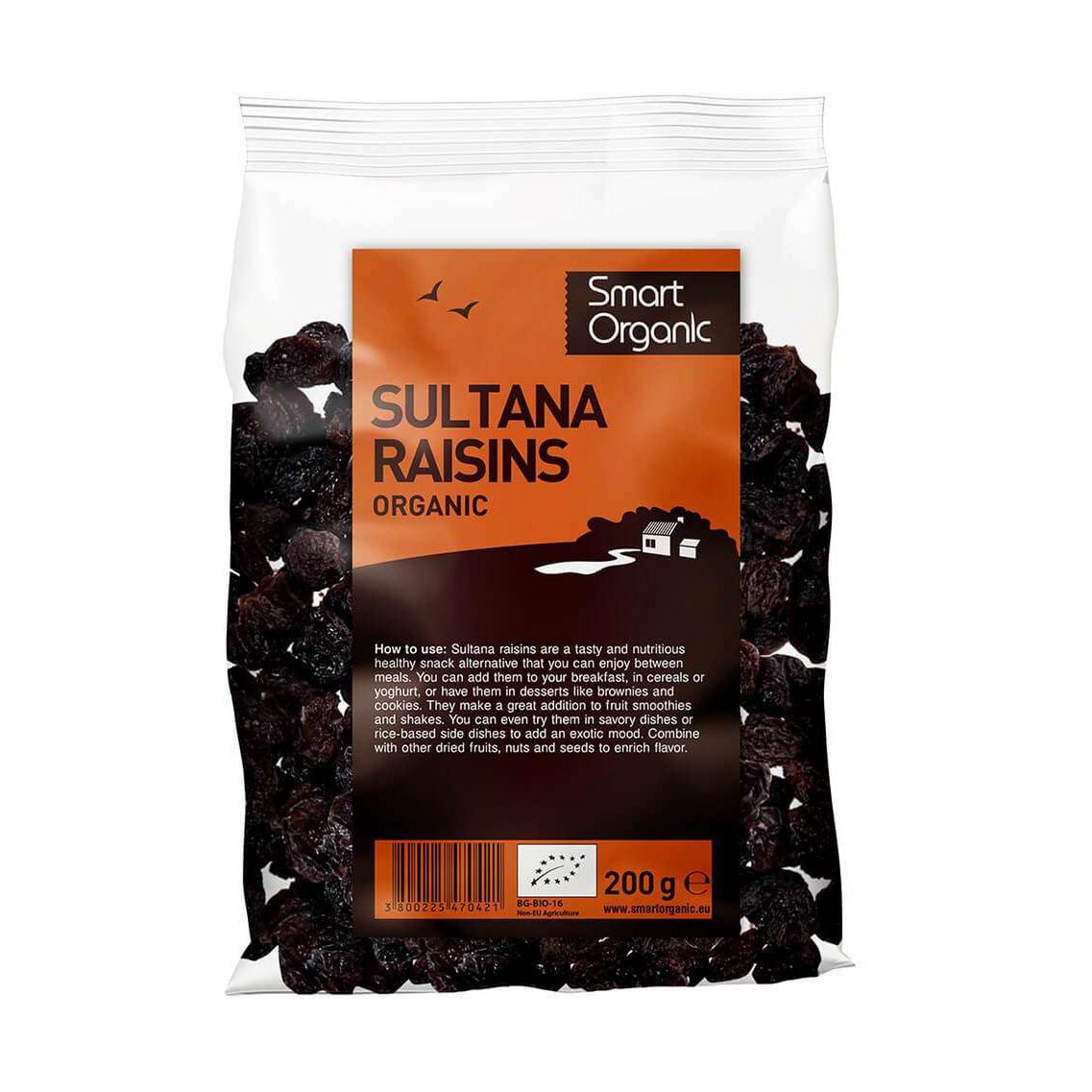 Sultana Raisins, organic, Smart Organic, 200g