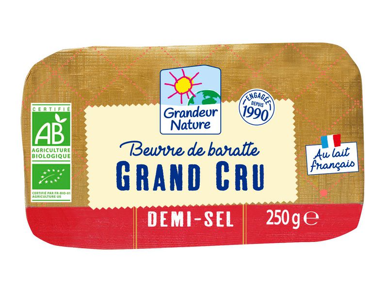 Beurre baratte cru demi-sel 250g BIO