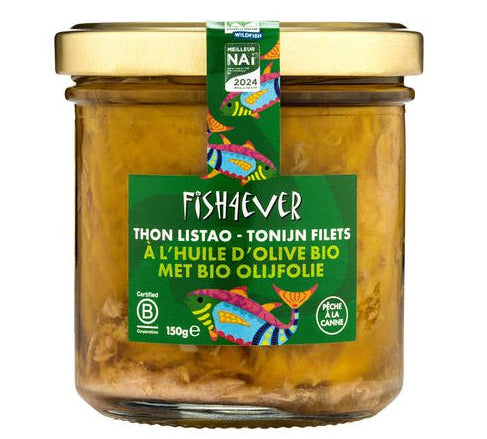 Filets de thon listao FISH4 à l'huile d'olive en bocal de 150 g