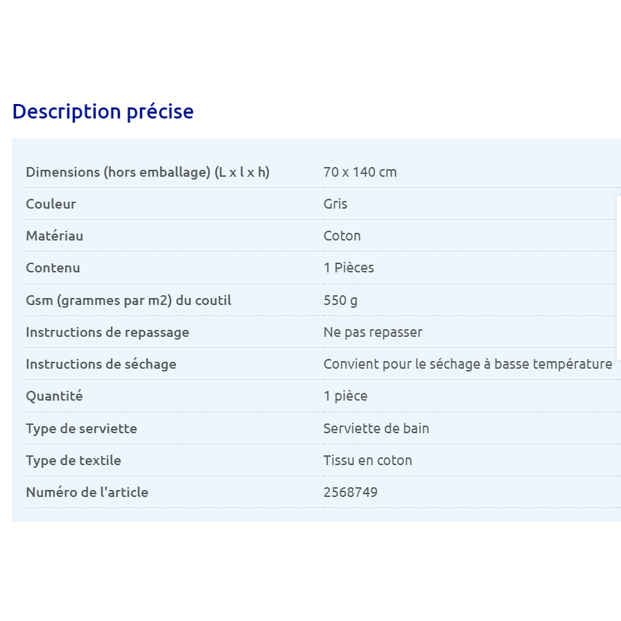 info du drap de bain