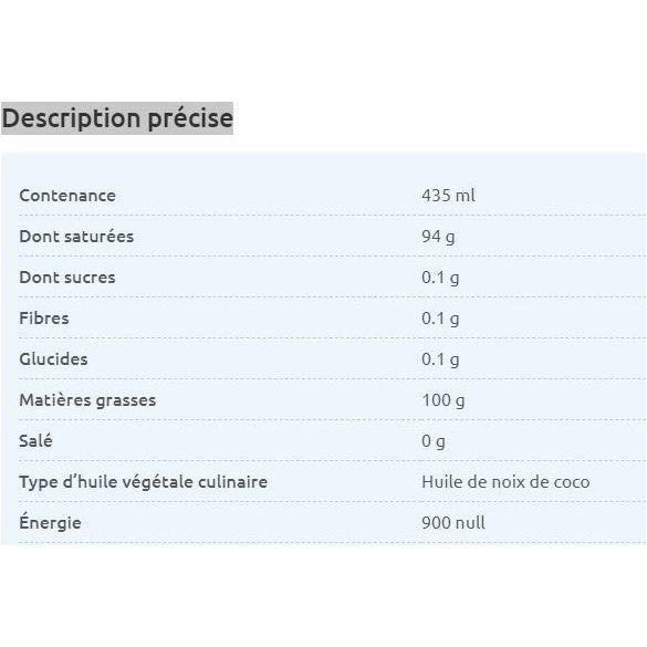 infos sur l'huile de coco