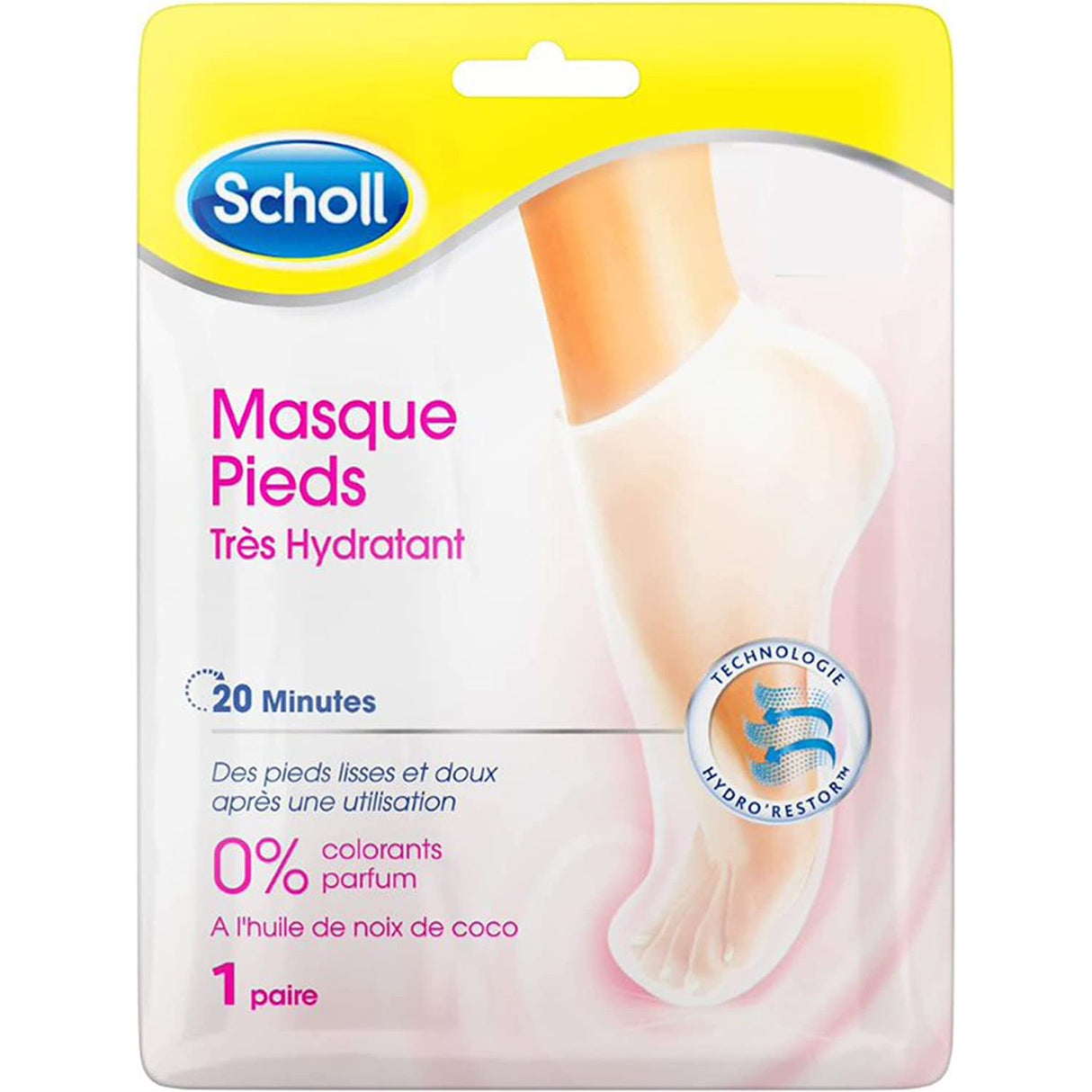 Scholl Masque Pieds Très Hydratant à l'Huile de Noix de Coco - 1 paire