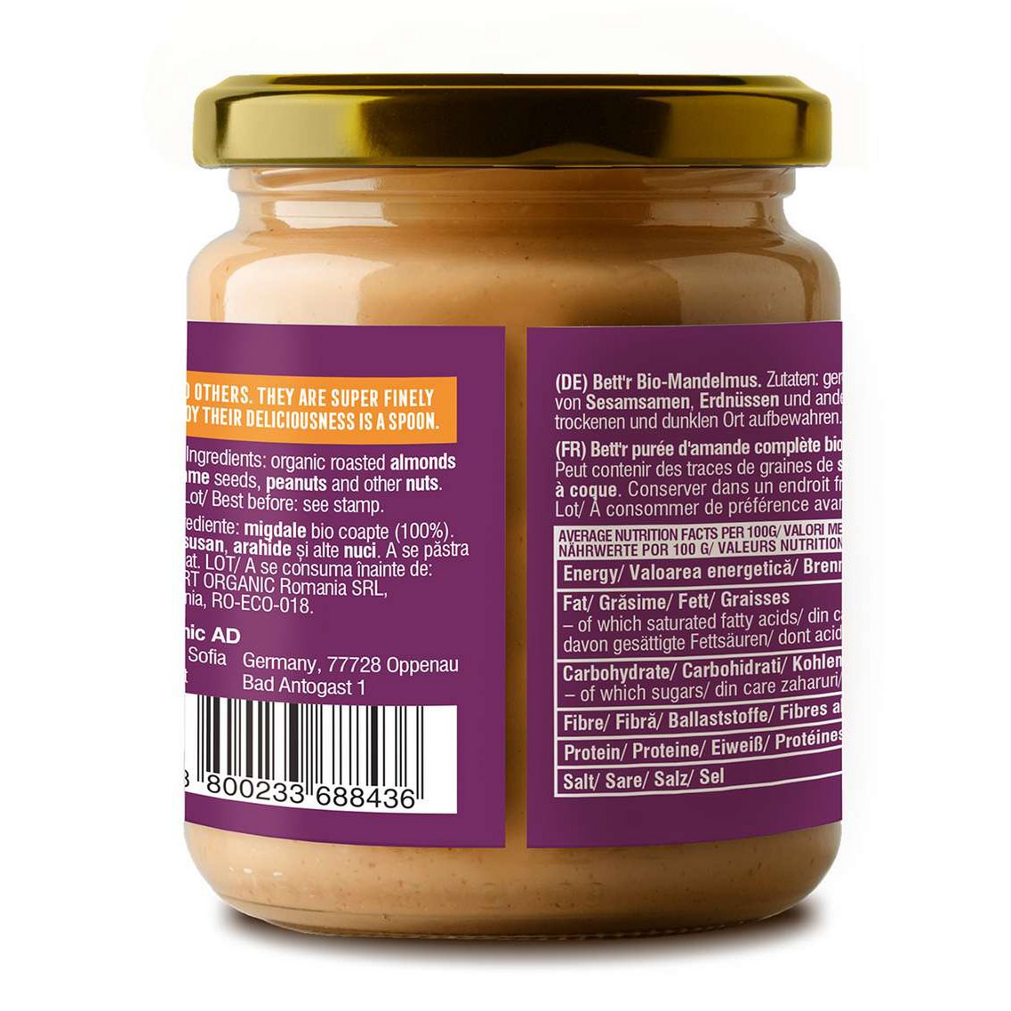 Beurre d'amandes, bio, Bett'r, 250g
