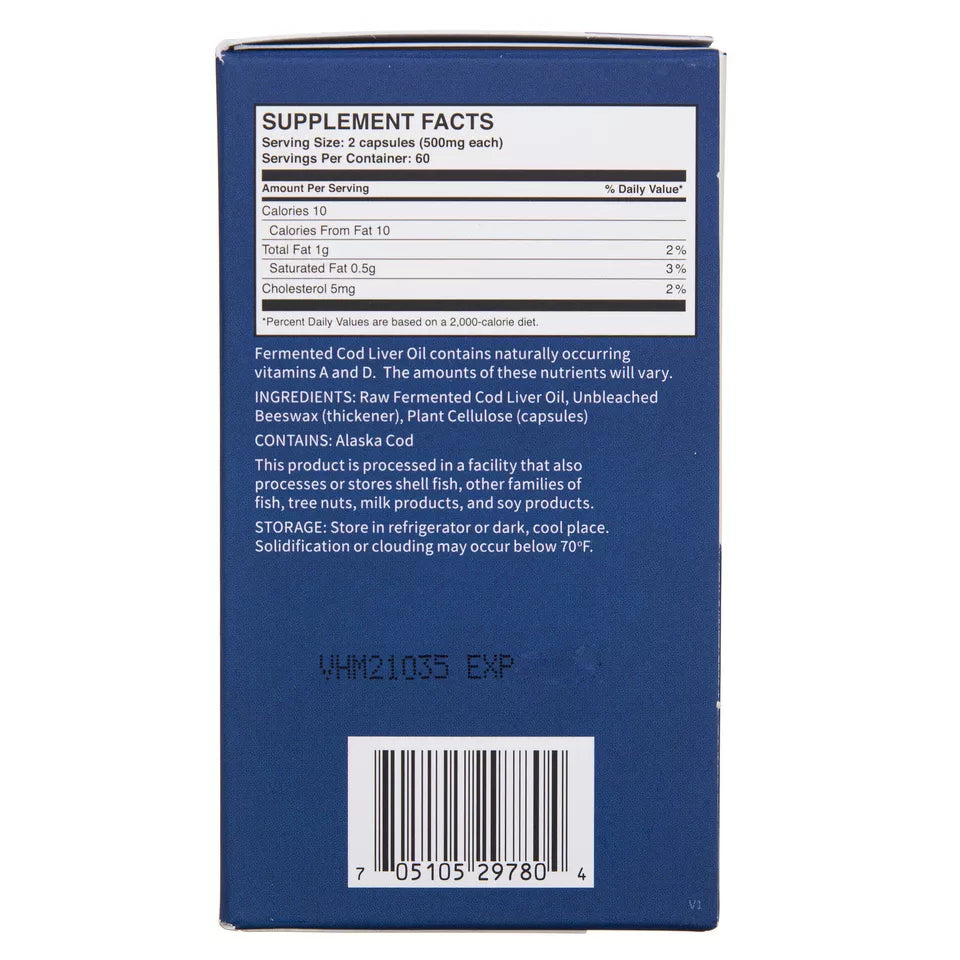 Holistibel : Green Pasture Blue Ice Huile de foie de morue fermentée, 120 capsules