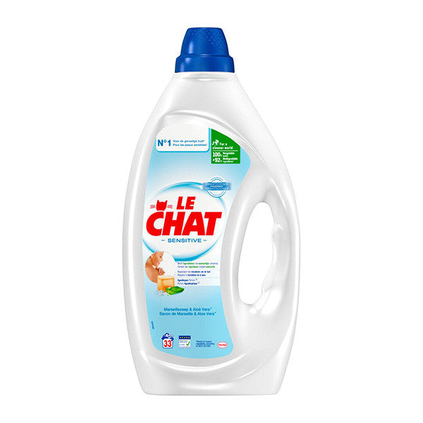 Le CHAT - sensitive Lessive - 33 lavages - au savon de Marseille et Aloe Vera