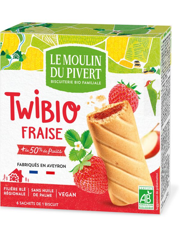 MOUL PIVER Twibio fourré fraise 150g avec sirop de blé et sucre de canne