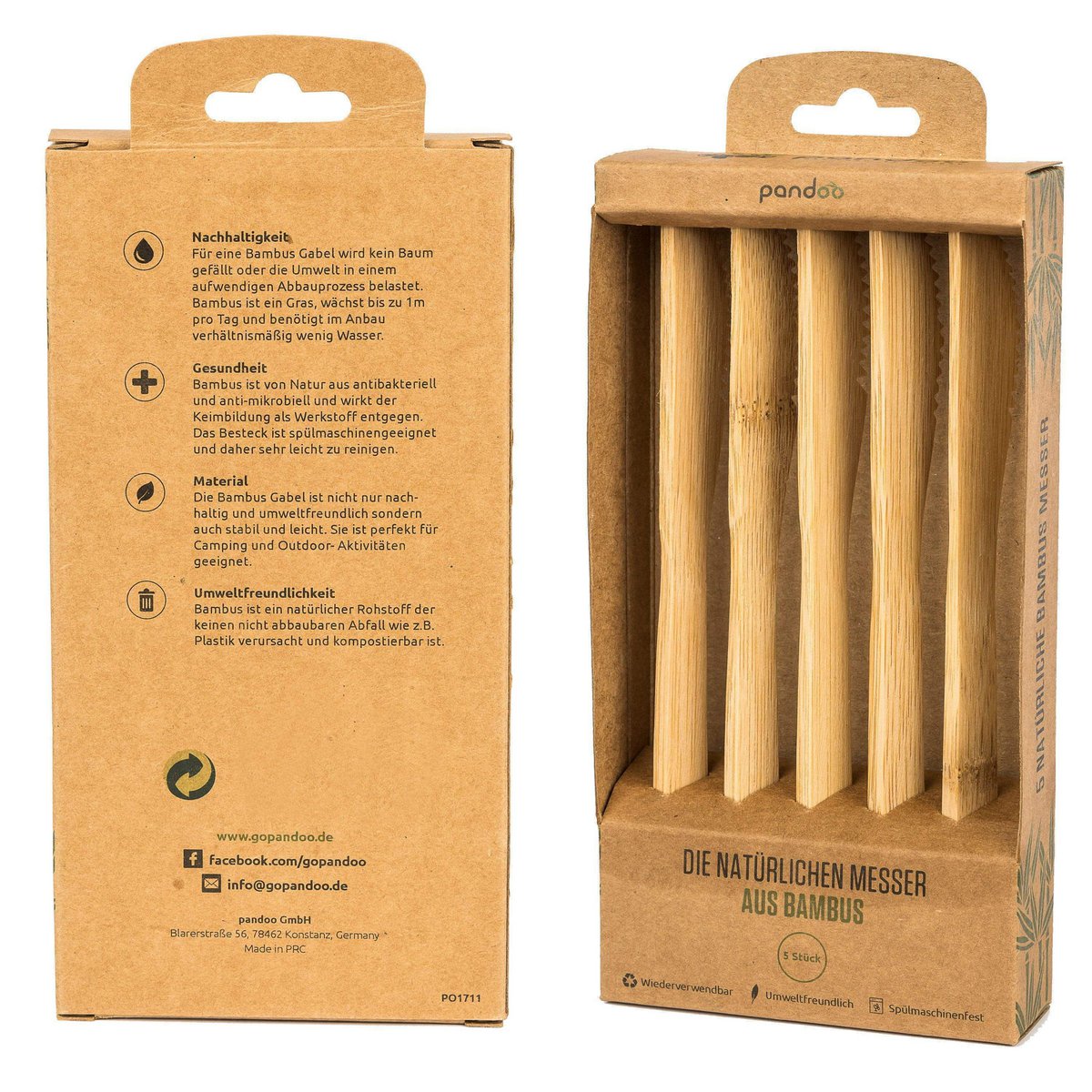 Couverts en bambou 100% naturel | lot de 5