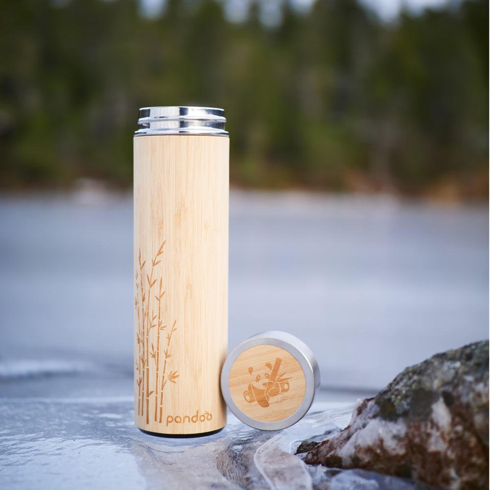 Mug isotherme en bambou | y compris passoire à thé | 2 tailles