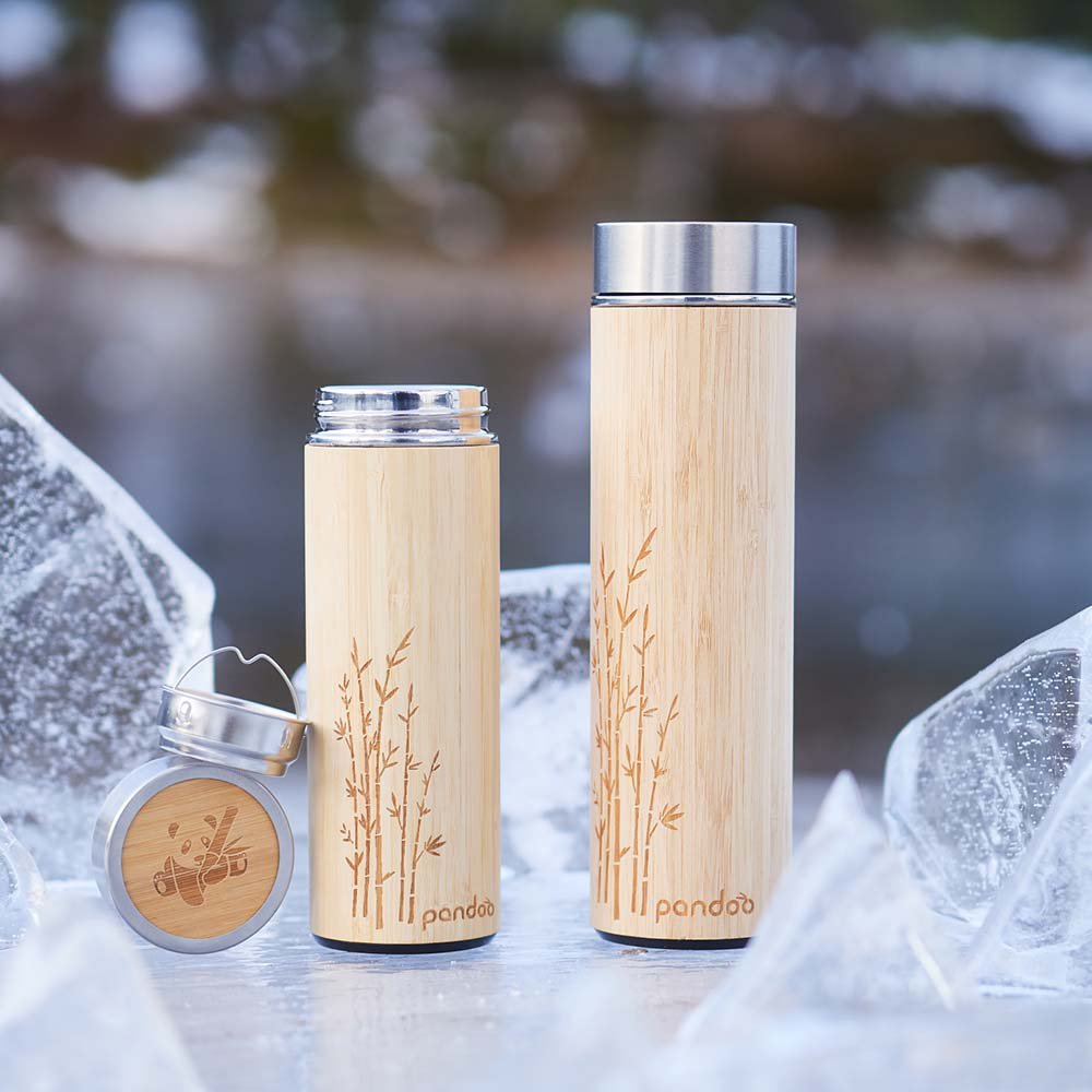 Mug isotherme en bambou | y compris passoire à thé | 2 tailles