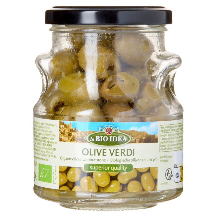 Olives vertes dénoyautées biologiques 180 gr