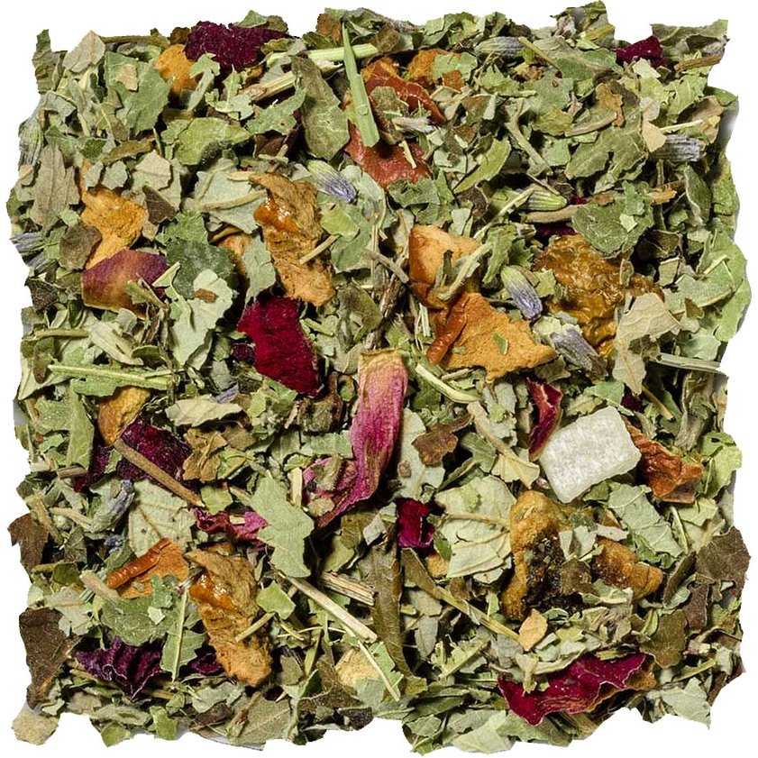 Tisane fruitée à base d'ingrédients naturels au goût de pêche