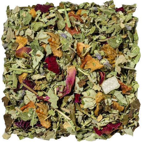 Tisane fruitée à base d'ingrédients naturels au goût de pêche