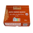 Dattes fraîches Mazafati Bio 250 g d'Iran dans leur emballage, dattes moelleuses issues de l'agriculture biologique.