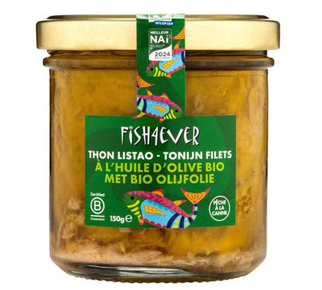 Filets de thon listao FISH4 à l'huile d'olive en bocal de 150 g