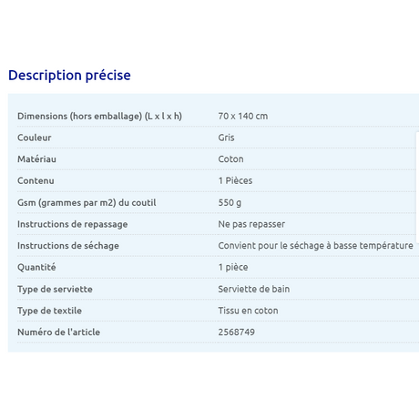 info du drap de bain