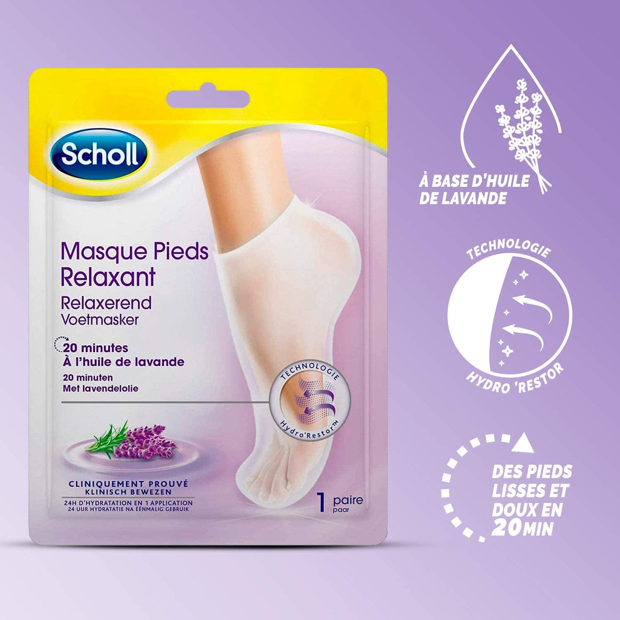 Scholl Masque Pieds Relaxant à la Lavande 1 paire