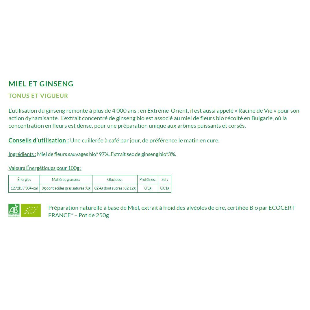 Miel et Ginseng Bio