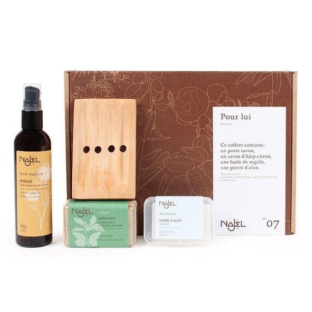 MONPAKI Coffret POUR LUI de Najel pour des soins naturels du visage et du corps - l'indispensable pour les hommes ! 